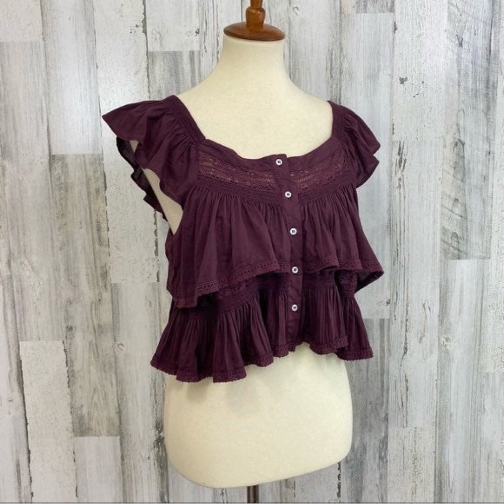 Free People Purple Ruffle Top - Picture 5 of 9